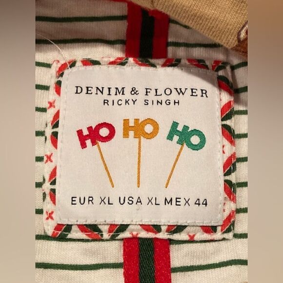 Men’s Denim & Flower Ricky Singh Santa All-Over Pattern Hooded Long Sleeve - Picture 3 of 8